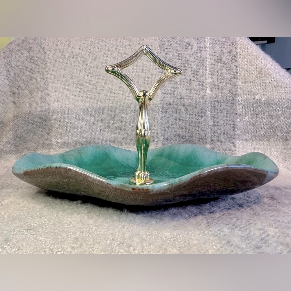 Vintage Blue Mountain Pottery Candy Serving Dish Blue/Green Drip Glaze - Picture 2 of 13